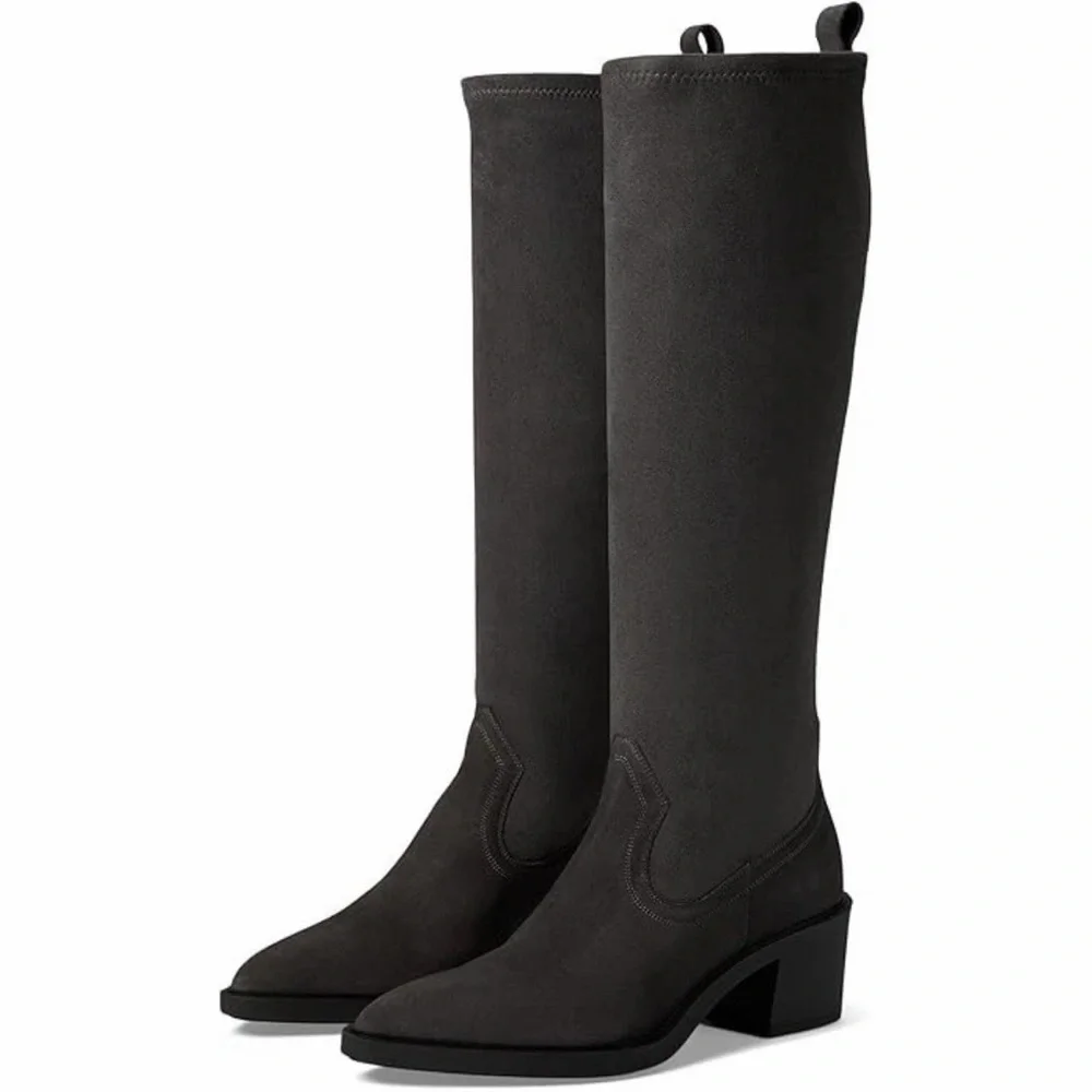 $598 La Canadienne Paton Western Boot Waterproof Suede Knee High Grey Heel 35.5 - Picture 1 of 16